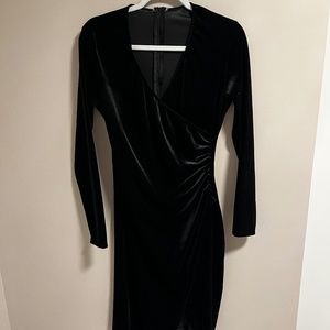 Elegant Long Sleeve Bodycon Dress V Neck Ruched Side Size L